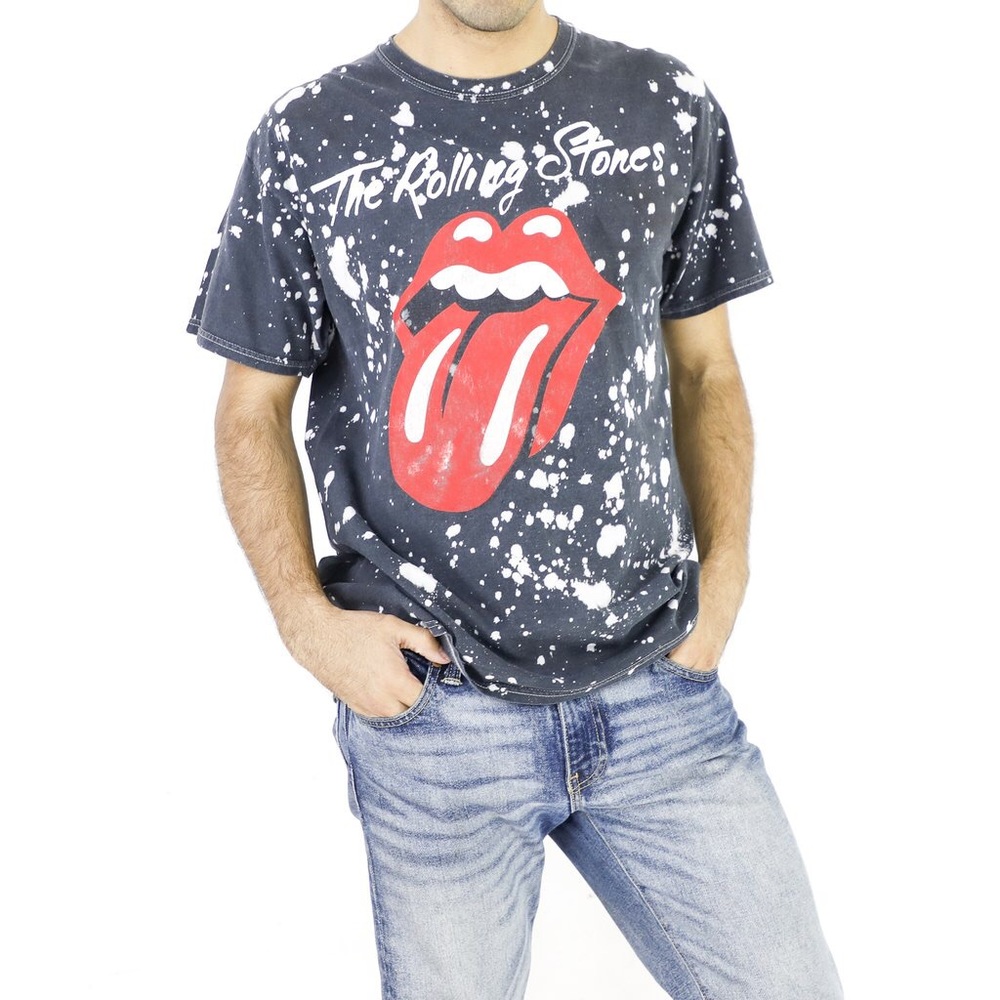 Rolling Stones white paint splatter tee